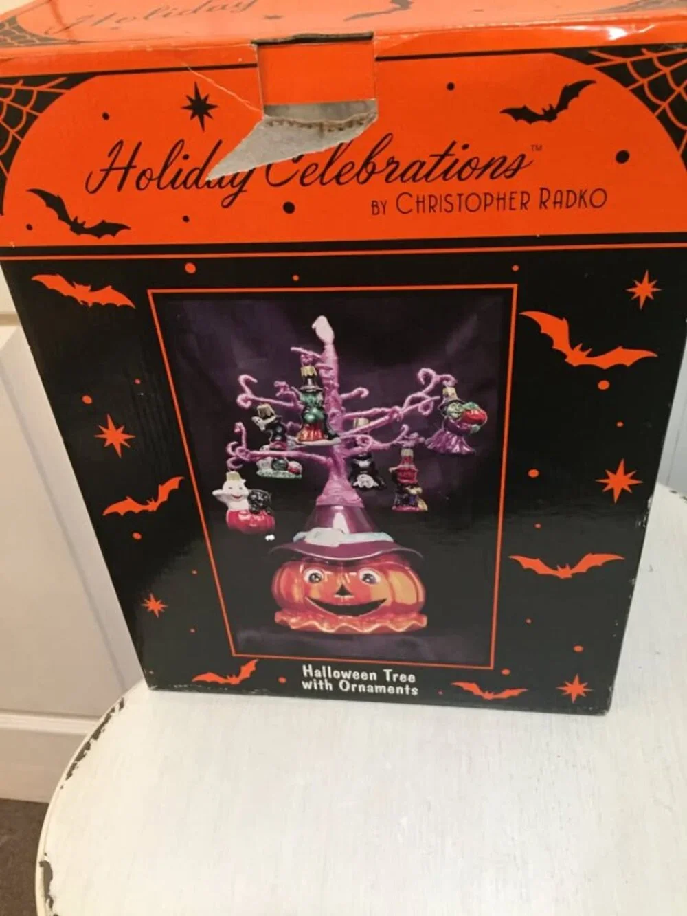 Christopher Radko Halloween Pumpkin Glass Tree NO ORNAMENTS 13